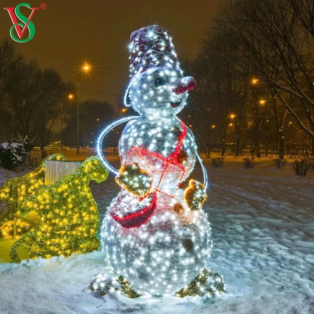 Foldable Drop Resistant LED Snowman Light for Commercial Plaza