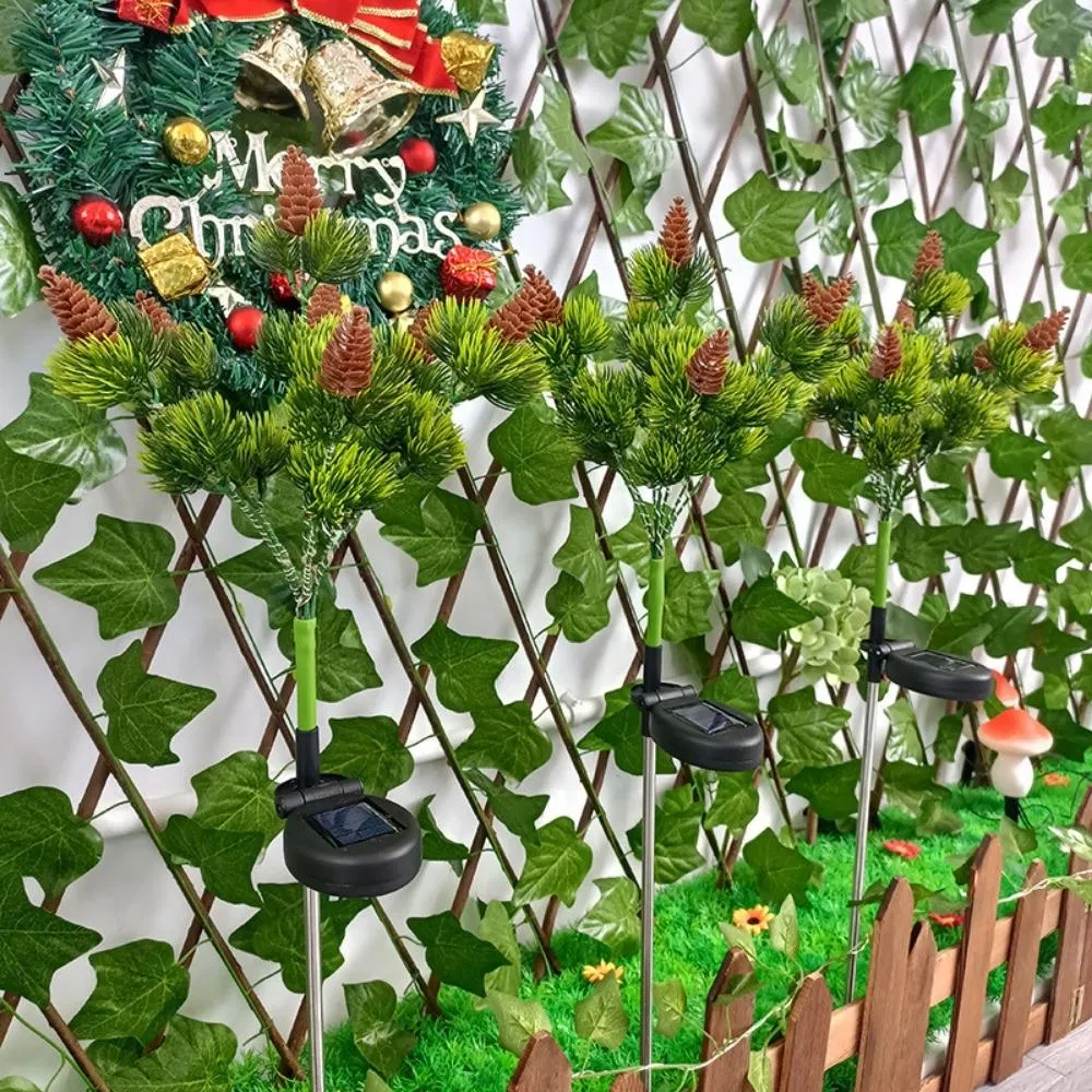 Solar Garden Stake Lights Pine Cone Landscape Christmas Tree LED Ci22767