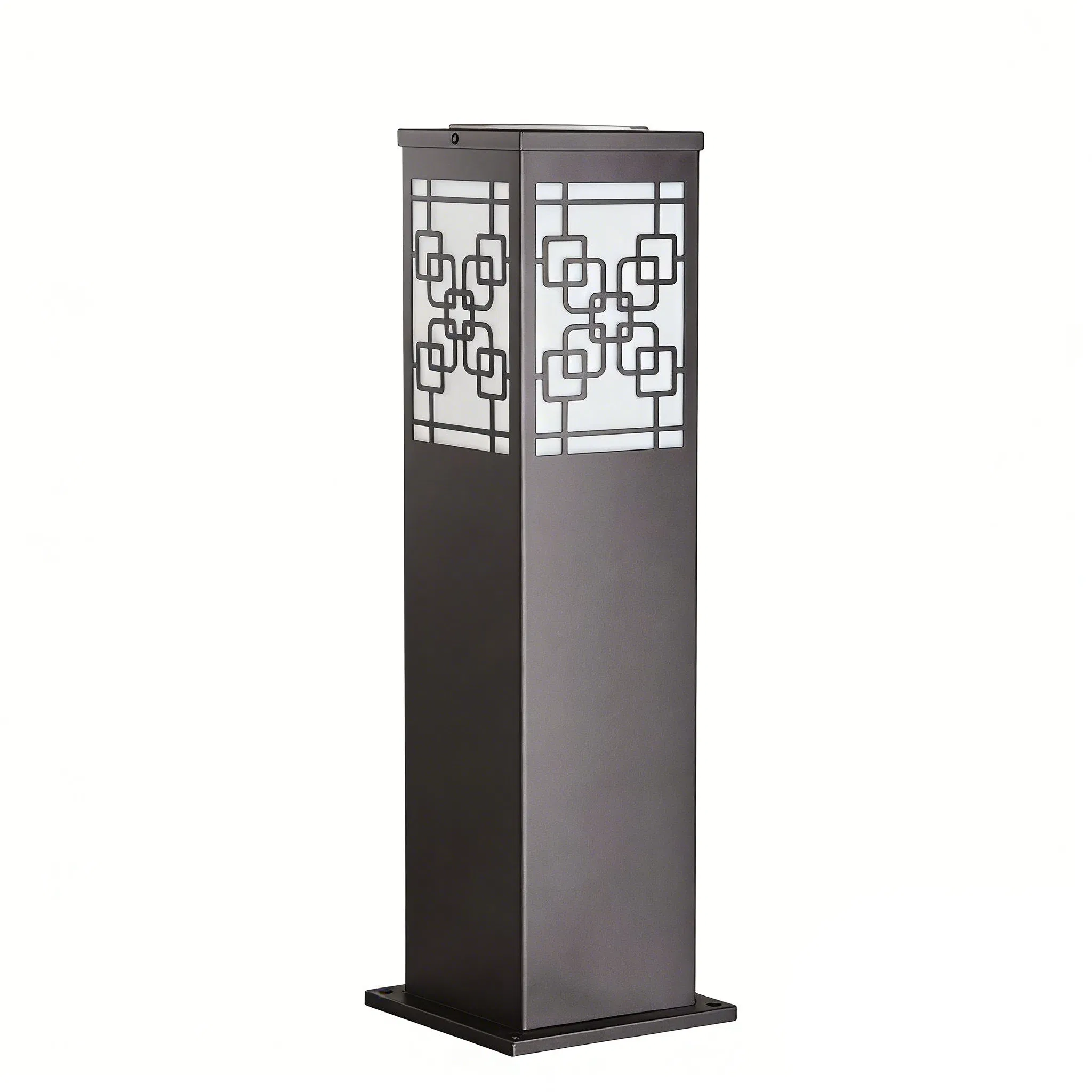 Outdoor Solar Powered Pathway Light with Decorative Geometric Window Design