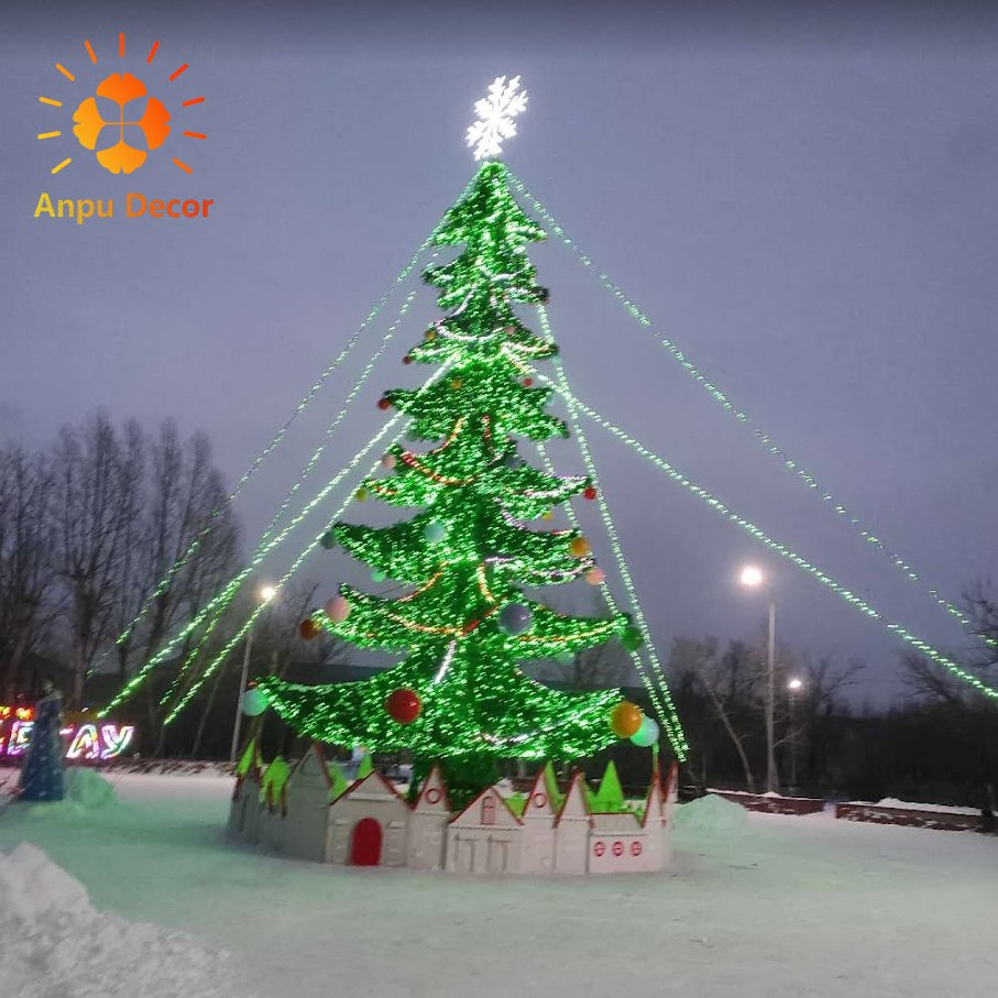 Anpu Lighting Festival Decoration Outdoor Big Height LED Christmas Tree for Plaza