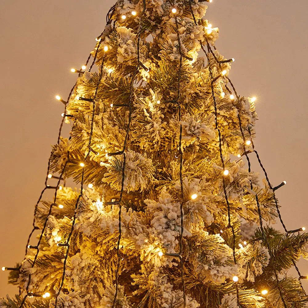 2m 280-Light Christmas Tree Decor Waterfall LED Light Strings, EU Plug - Warm White Light