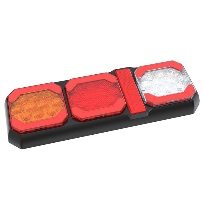 E-Markuniversal LED T Ail Lamp Modular Square Combined Trailer Rear Light Tail Light Stop Brake Turn Signal Light White Reverse Modern DIY Design for Truck