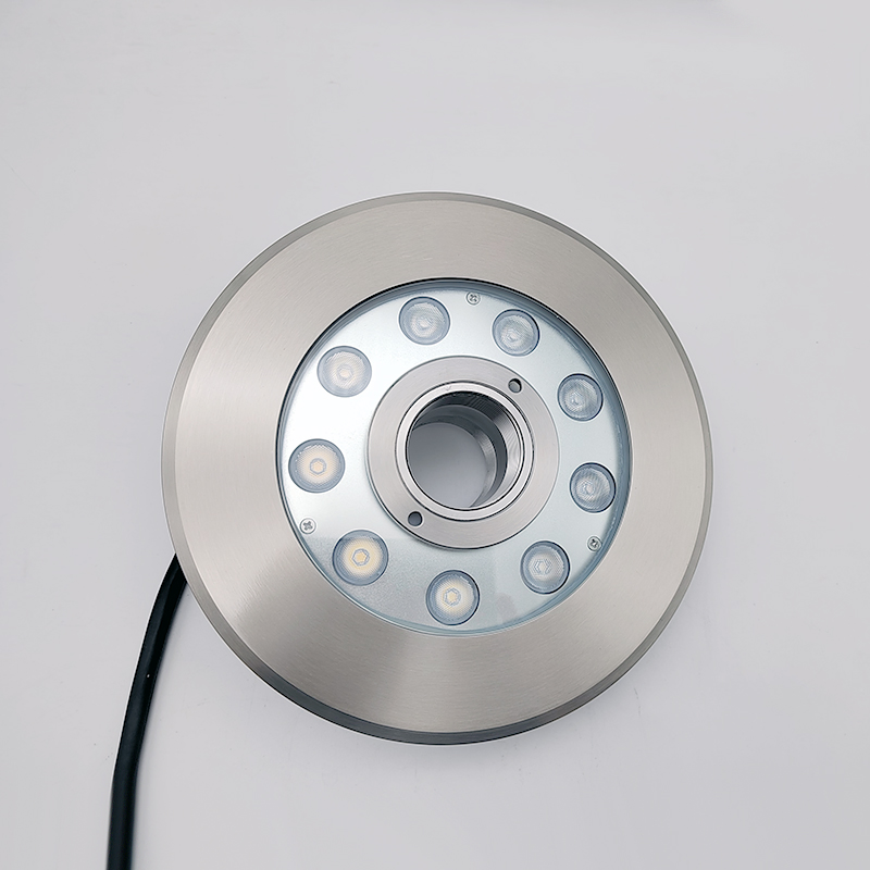 24V DMX Submersible IP68 Waterproof Landscape Recessed Ring LED Fountain Nozzle Light Dimmable Stainless Steel Laminar Effect