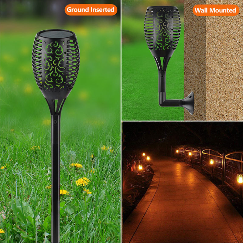 Exterior Outdoor 12 LED Solar Powered Energy Decorative Lawn Luces Solares Torch Stake Lamp Garden Flickering Flame Spike Light