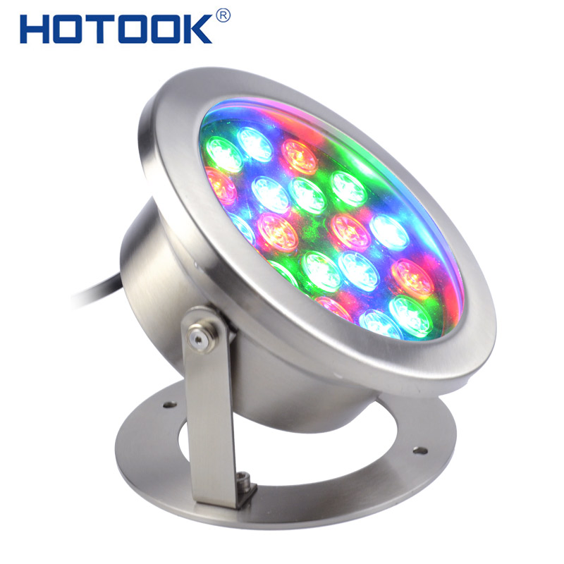 Hotook 18W Stainless Steel Submersible IP68 Fountain Pond Lamp RGB Multicolor DMX LED Underwater Light
