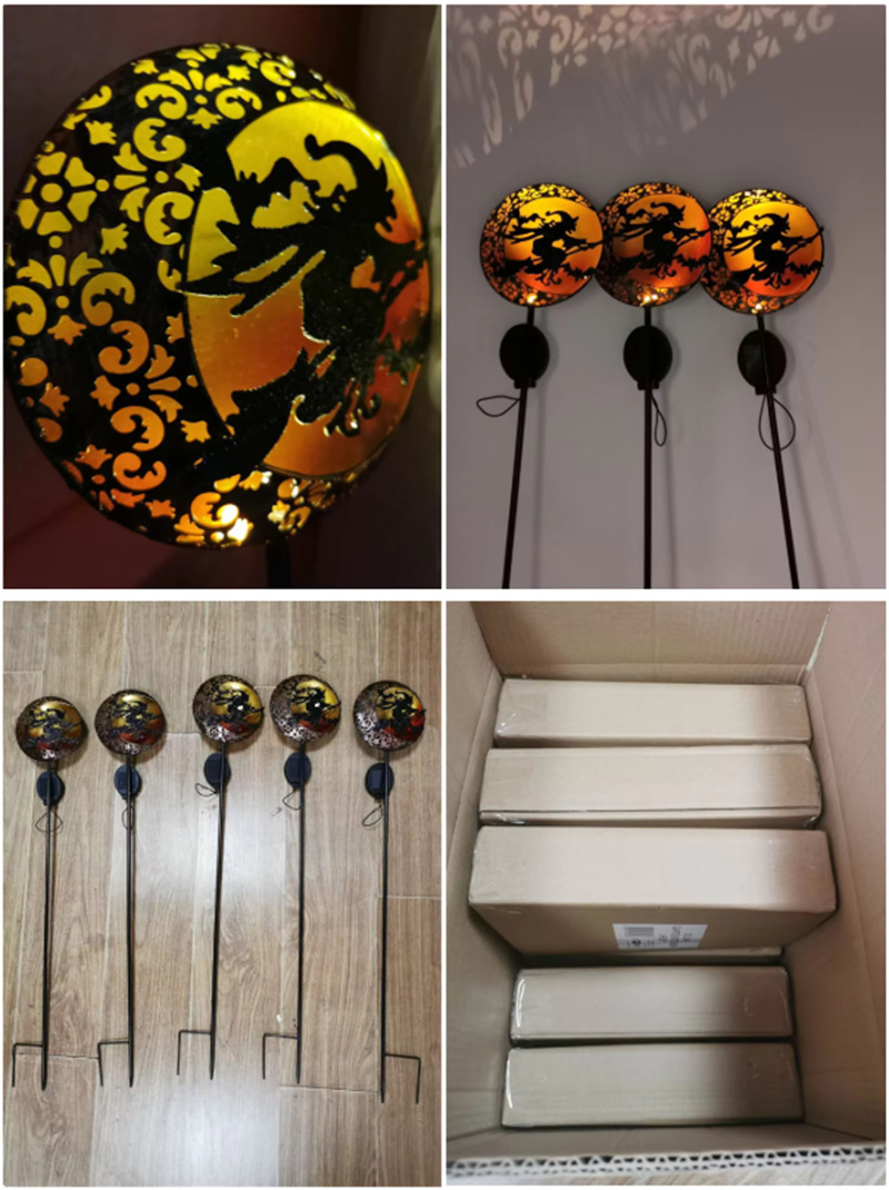 Solar Garden Stakes Metal Shadow Stylish Landscape Patio Yard Pathway Light