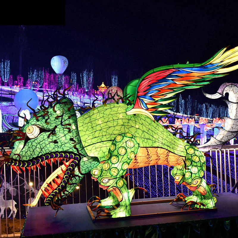 Chinese Motif Light Manufacturer Custom Festival Decoration Cartoon Theme Silk LED Animal Lanterns