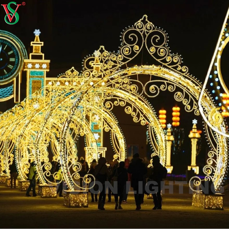 Waterproof Christmas Giant Arch Motif Decorations Lighting for Outdoor Plaza