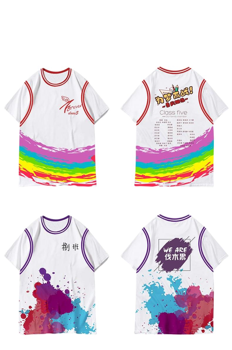 Wholesale Custom Full Body Sublimation Printed T Shirt Colorful Design Patterns Quick Dry for Team Events