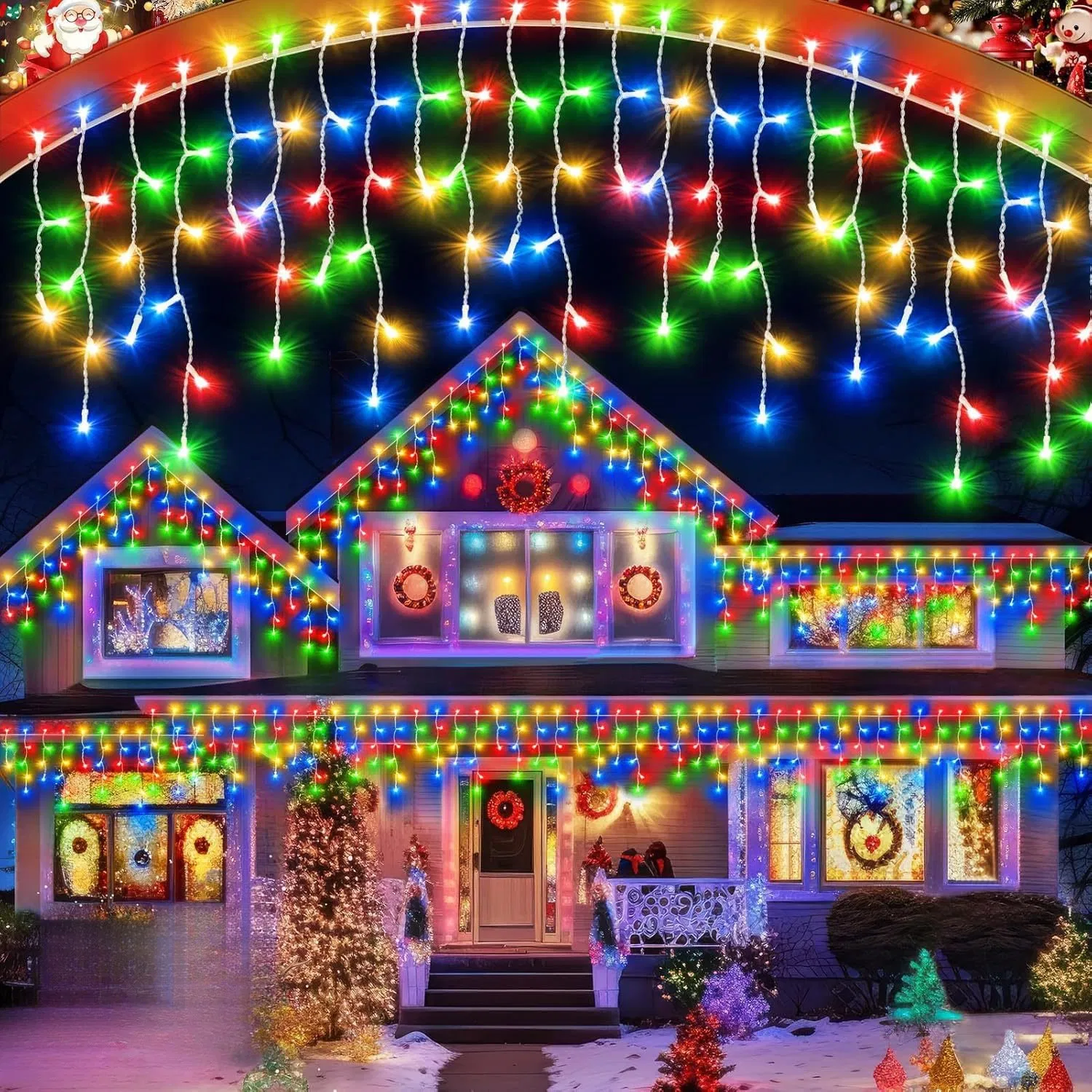 Waterfall Icicle Light 40/60/70/80cm LED Curtain Icicle String Lights 31V Christmas Decoration Lighting for Garland Party Garden Stage Roof Outdoor Decoration