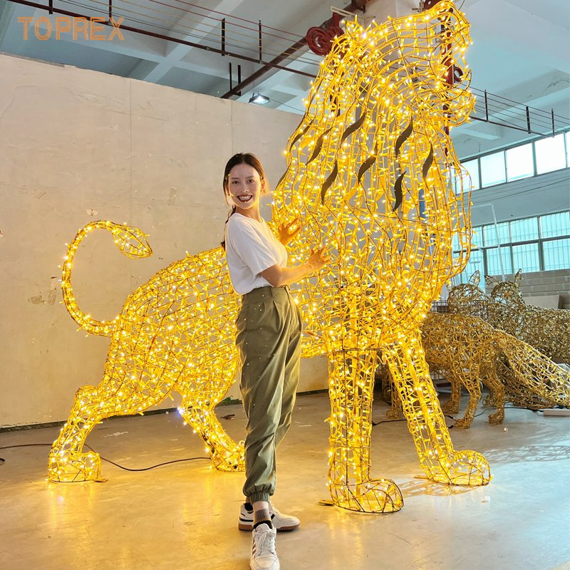 Christmas Decorations Outdoor Sculpture Ornament Modeling Lights Christmas Lion LED Motif LED Light
