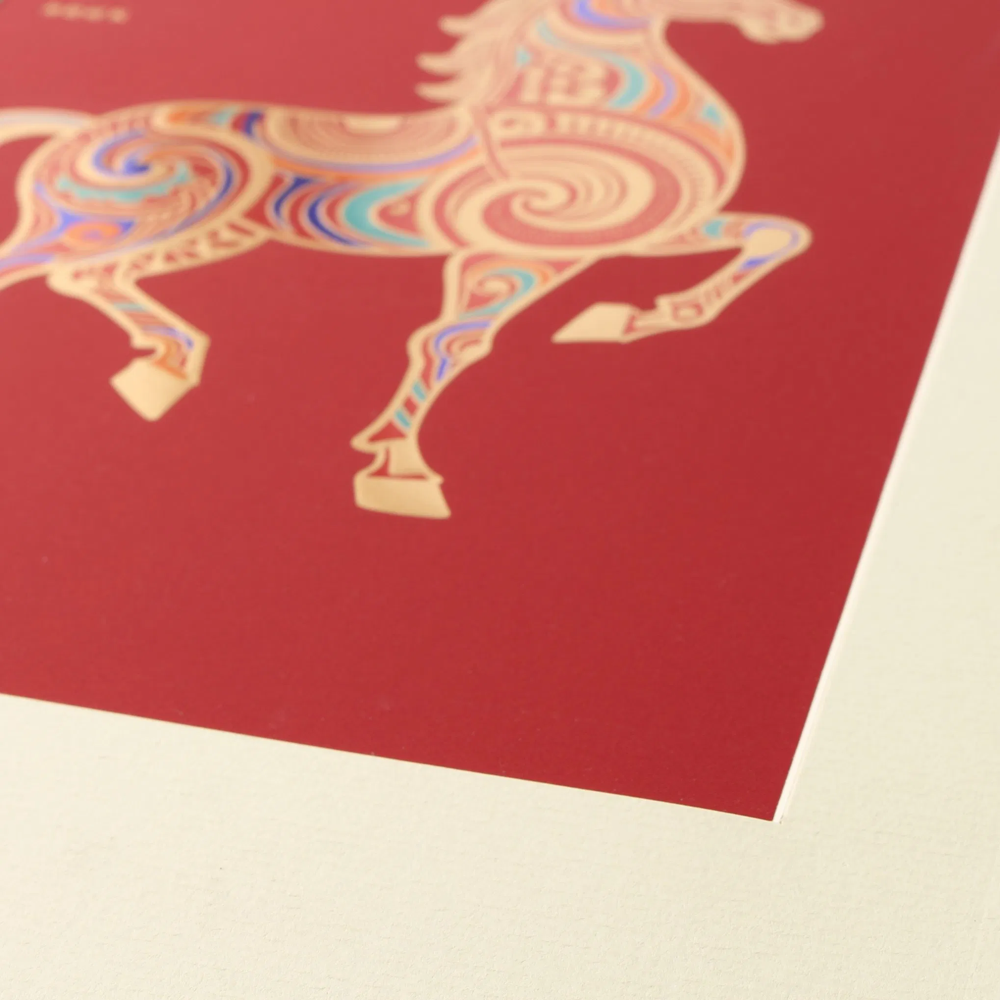 Custom FSC Chinese Zodiac Horse Rigid Gift Box Colorful Foil Stamping with Wood Grain Finish Manufacturer