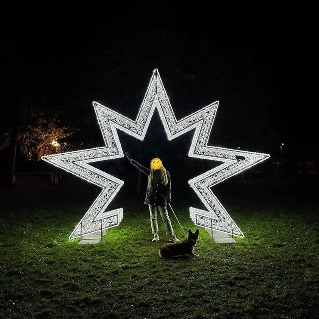 Outdoor Indoor Holiday Festival Valentine National Day Reindeer Snowman Tree Decoration 3D Star Christmas Motif Lights