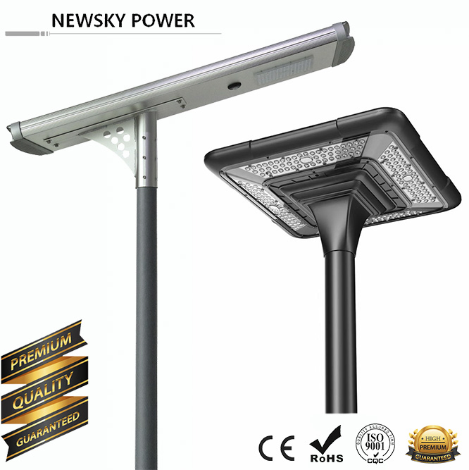 Outdoor All in One Cast Aluminum Garden Lamp 150W Commercial Government Project LED Solar Street Lamp for Driveway Plaza Park Road