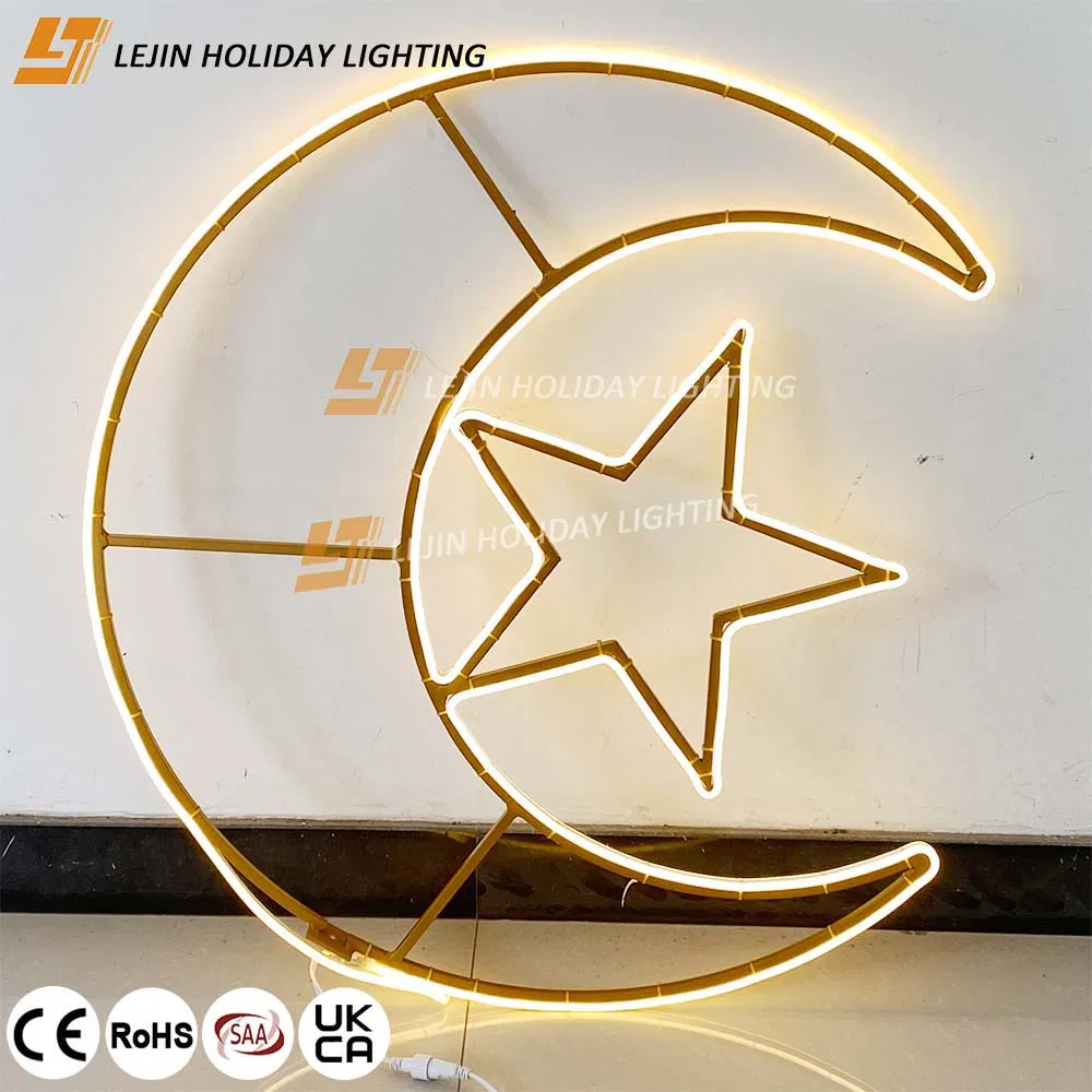 LED Outdoor Arabic Ramadan 2D Star Moon Decoration Lights
