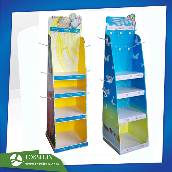Easter Holiday Promotional Display Stand Cardboard Floor Pegboard Display for Festival Gifts