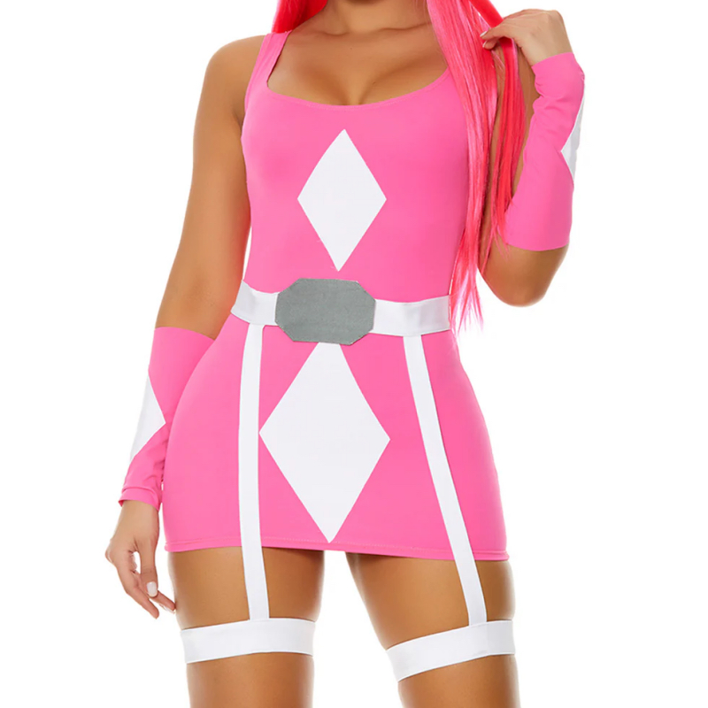 Stylish Pink Power Superhero Costume for Girls and Women MOQ 200 Sets Per Style 4ourcostumes