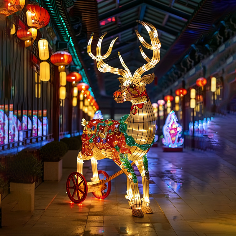 New Year Christmas Reindeer Light Holiday Festival Decoration LED Reindeer Sleigh Light LED Lights for Decoration String Deer