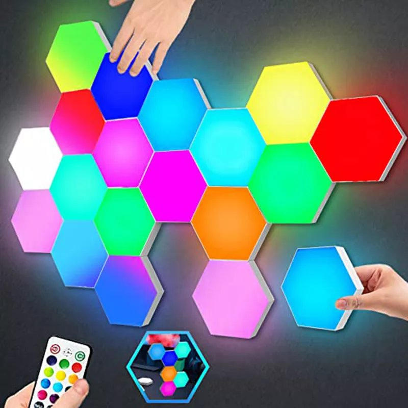 Remote+Touch Ctrl Creative LED RGB Christmas DIY Modular Quantum Beehive Wall Light Ambient Back Light Gift Night Light Set