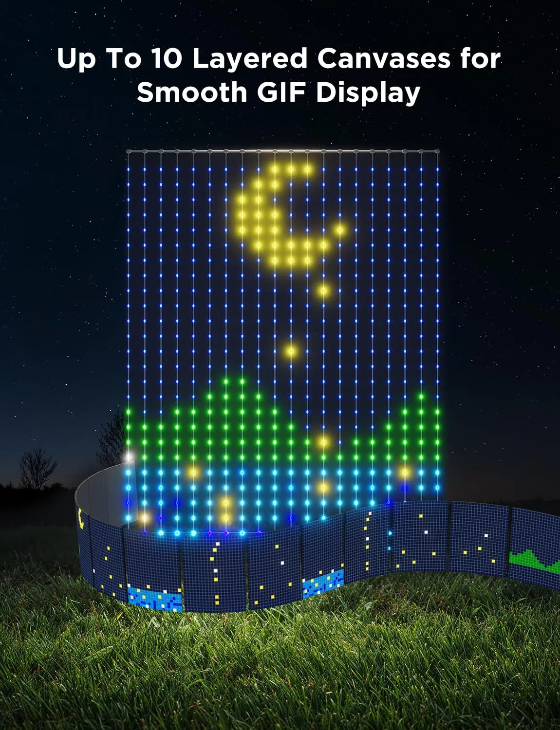 Smart Rgbic Curtain Lights 14.8×6.6FT 1560 LED, IP65 Waterproof DIY GIF Aigc Dynamic Holiday New Year Decor