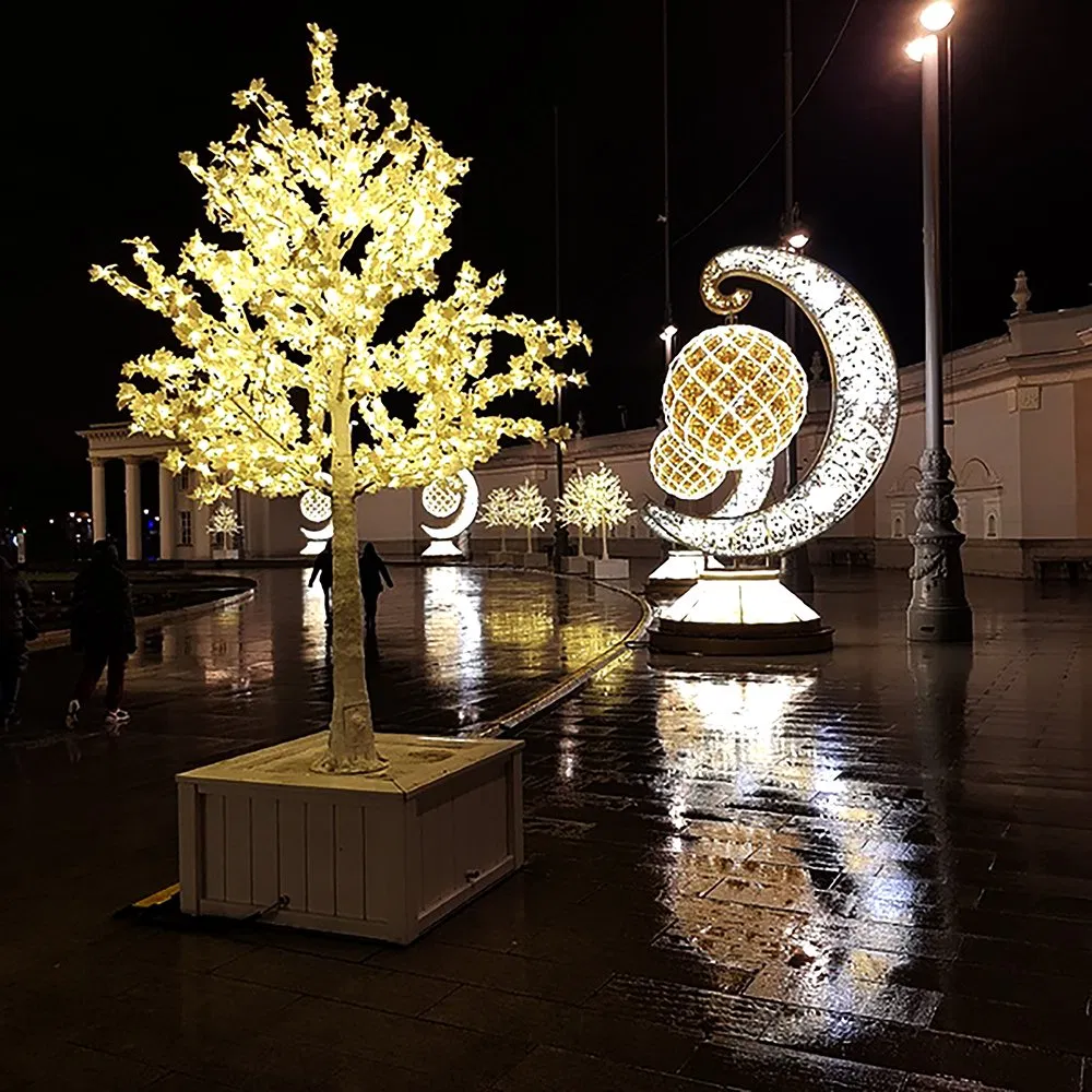 3D Sculpture Holiday Landscape LED Eid Decoration Ramadan Outdoor Moon Motif Light