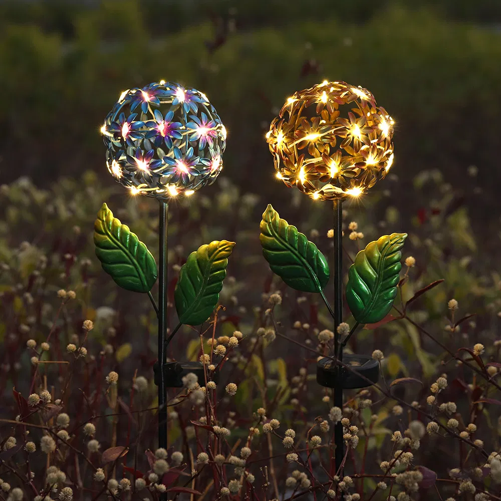 Solar-Powered Decorative Metal Flower Lights for Outdoor Gardens