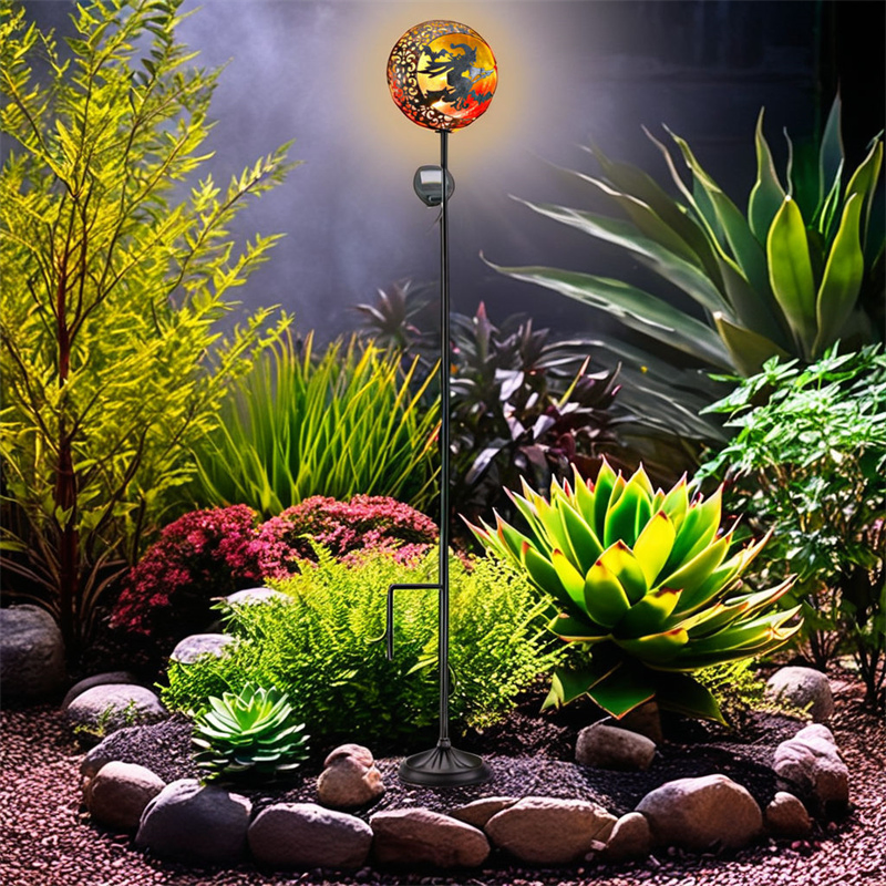 Solar Garden Stakes Metal Shadow Stylish Landscape Patio Yard Pathway Light