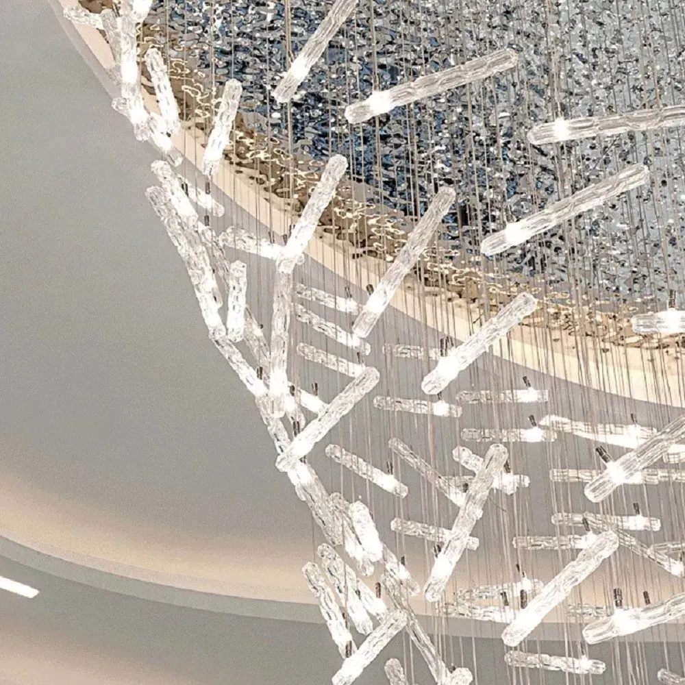 Modern Art Glass Chandelier Commercial Plaza Hotel Bar Large Customized Ceiling Decor Pendant Lamp