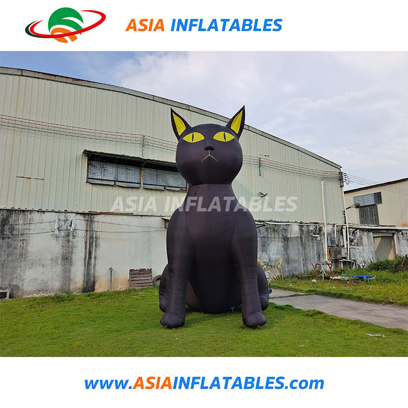 LED Lighting Inflatable Black Cat Model Inflatable Cat Animal for Halloween Decor