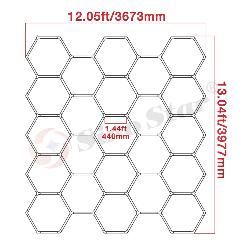 3.673m*3.977m Super Bright DIY Assembled Geometric Shape Luz Hexagonal Garage LED Shop Light