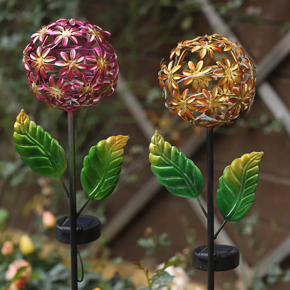 Solar-Powered Decorative Metal Flower Lights for Outdoor Gardens