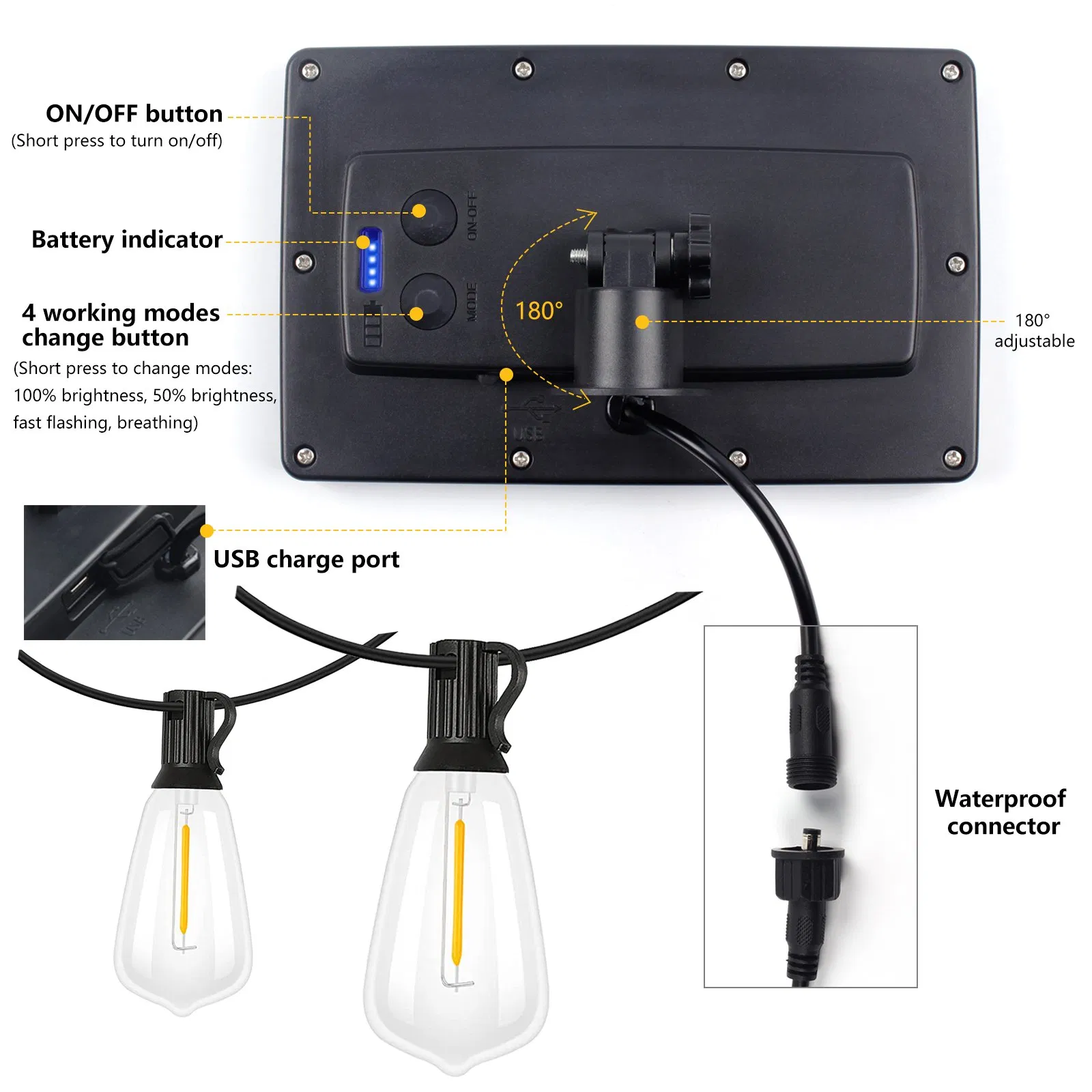Solar Christmas Curtain Lights Outdoor Waterproof Solar Powered Decorative Light