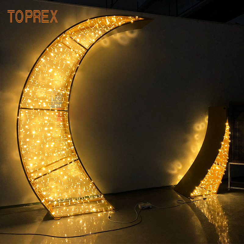Toprex Ramadan Eid Muslim Crescent Shopping Mall LED Moon for Outdoor Decorations