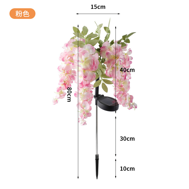 Solar Wisteria Flower Lights - Outdoor LED Garden Decoration, Realistic Landscape Stake