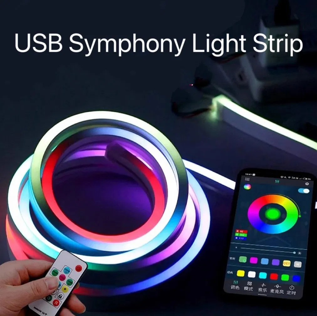 5V 3m IP65 Waterproof LED RGB Strip Lights Bluetooth Version Neon Strip Remote Control DIY Bedroom Home Decoration Ambient Light