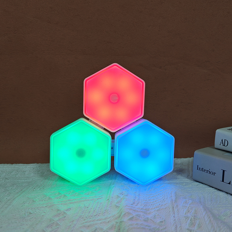 Touch-Sensitive DIY Modular Assembled RGB Wall Panels Room Decor Hexagon LED Lights