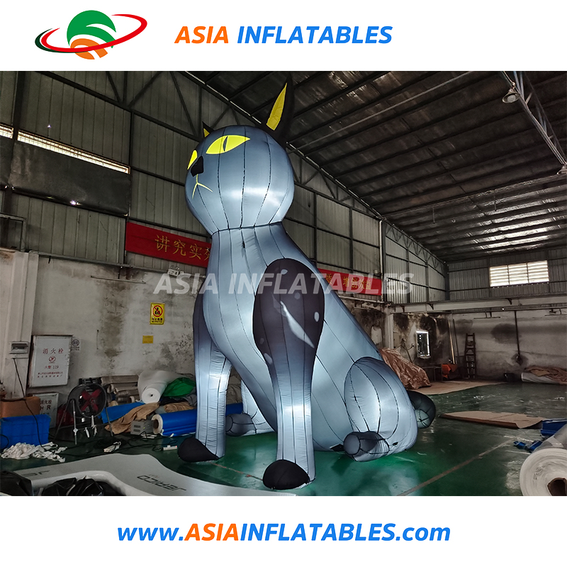 LED Lighting Inflatable Black Cat Model Inflatable Cat Animal for Halloween Decor