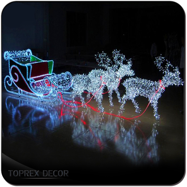 Toprex Outdoor Navidad Rooftop Silhouette Reindeer Sleigh with LED Lights