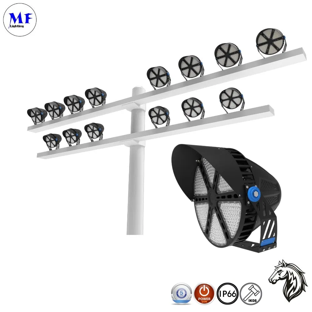 1000W 1200W LED High Power Floodlight IP65 15-30m LED Luminaries Polygonal High Mast Light for Tennis Court Large Sports Venues Plaza and Commercial Area Light