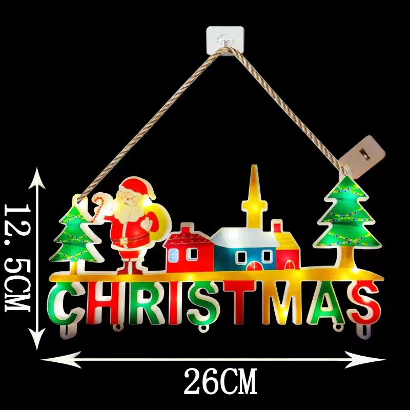 Halloween Door Window Hanging Lights LED Santa Claus Sticky Silhouette LED Decoration