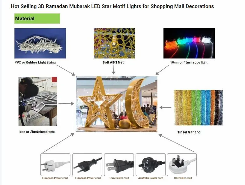 Ramadan Light Outdoor LED Large Moon Cresent Decorations