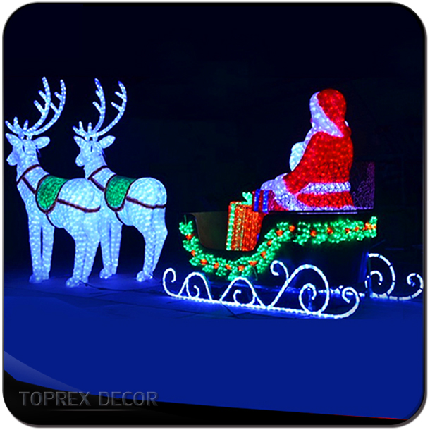 Toprex Outdoor Navidad Rooftop Silhouette Reindeer Sleigh with LED Lights