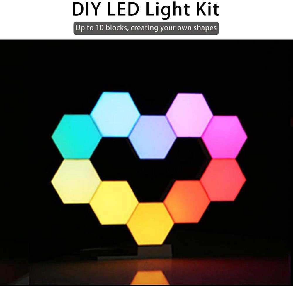 Hexagon Splicing RGB Lights Hexagonal Wall Sensor Light Modular Touch Sensitive Decorative Lamp DIY Glow Multicolor Night Sensor Light