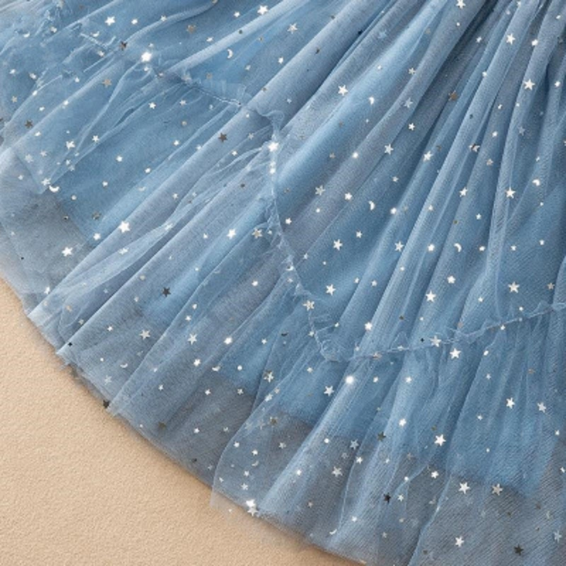 Kids Below Knee Tulle Skirt Sparkling Sheer Casual Party Fashion Wear Esg16558