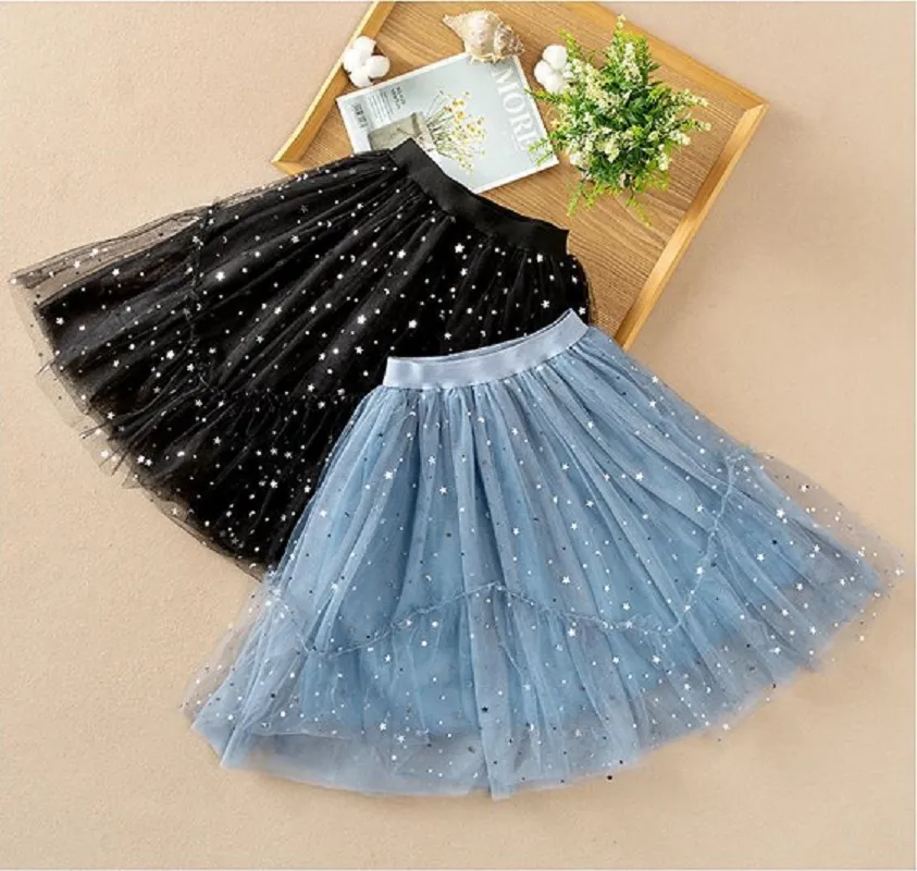 Kids Below Knee Tulle Skirt Sparkling Sheer Casual Party Fashion Wear Esg16558