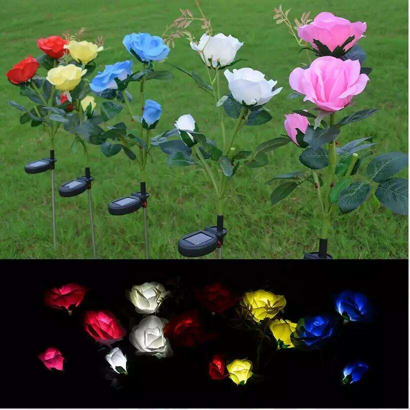 Christmas Solar Light Outdoor LED Garden Landscape Rose Flower Stake Lights