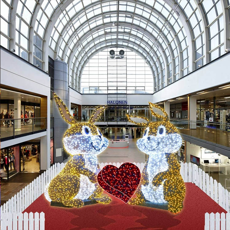 LED Egg Rabbit 3D Motif Light for Outdoor Easter Shopping Mall Street Festival Decoration