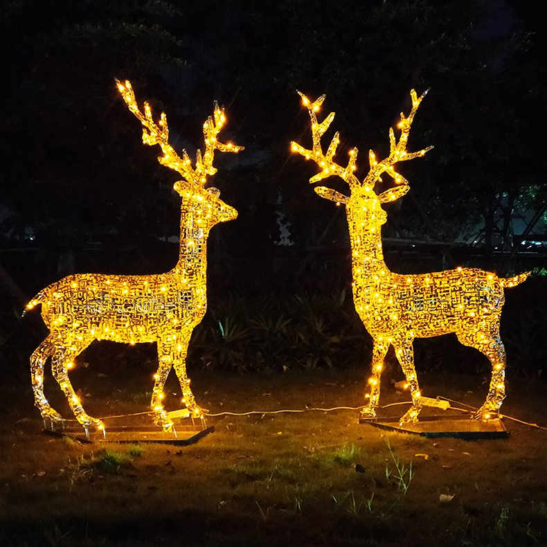 Large Outdoor Waterproof Christmas Pattern Light LED Christmas Snowman Arch Deer Motif Lights for Street Festival Decoration