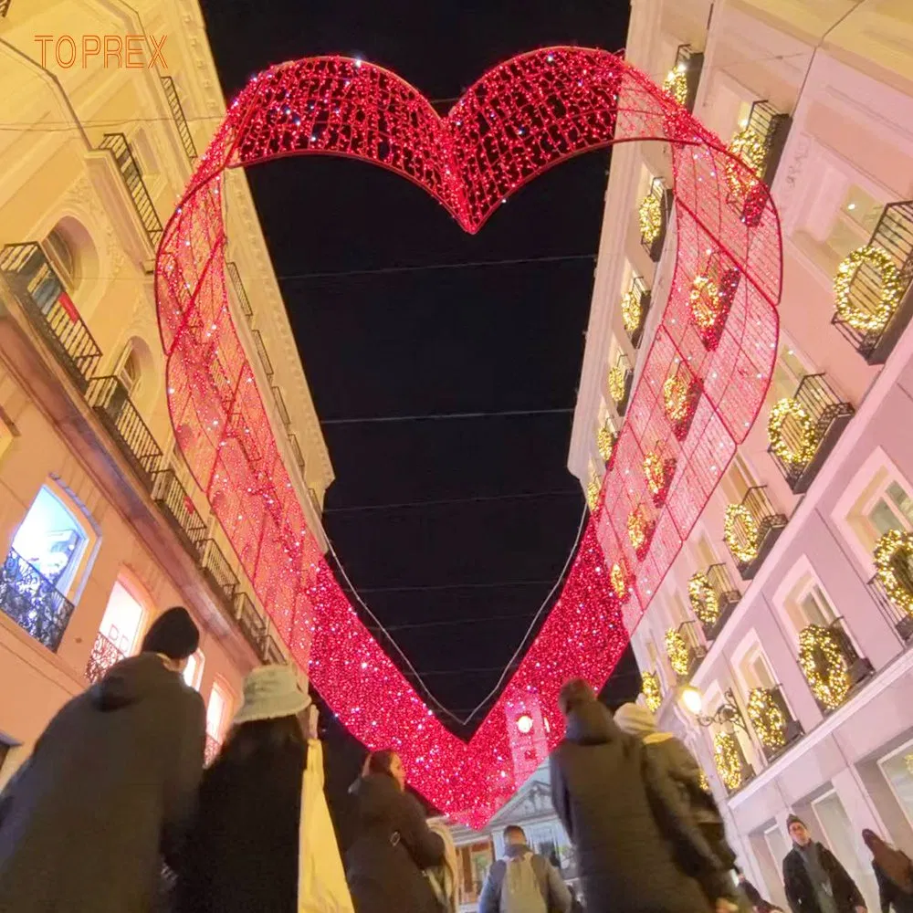 Easy Install Hanging 3D Heart Light for Commercial Plaza Christmas Decoration Navidad