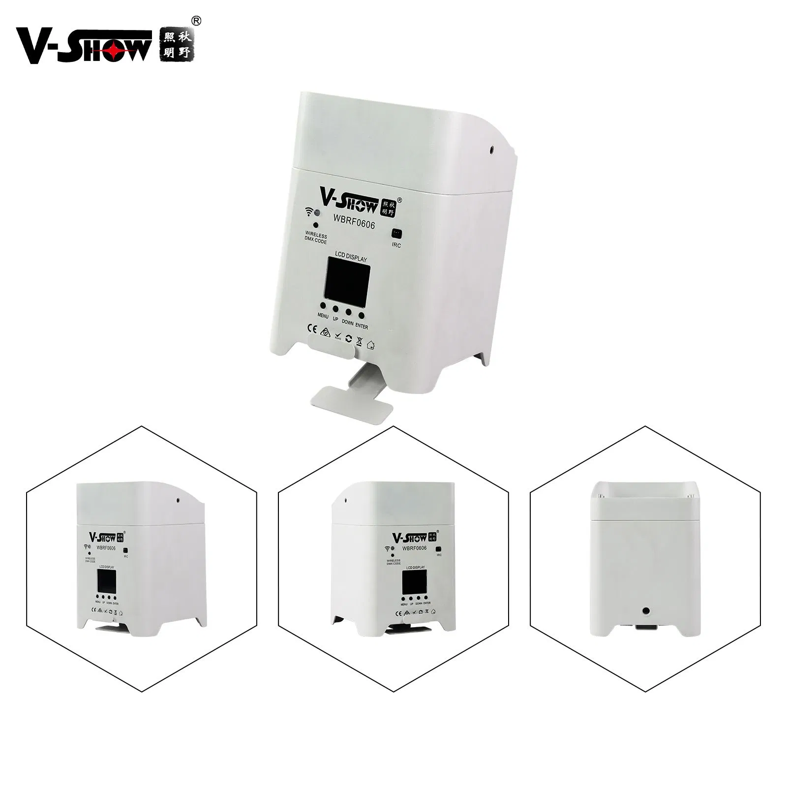 Vshow 4PCS with Bag Battery Wireless DMX WiFi Remote LED Wedding Uplight 6X18W Rgbwauv 6in1 LED PAR DJ Sound Party Lights